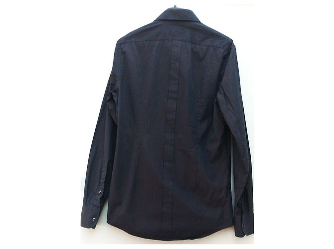 Camisa Dolce & Gabbana Gold Series Preta com Listras Azuis Algodão M Preto - vista 3