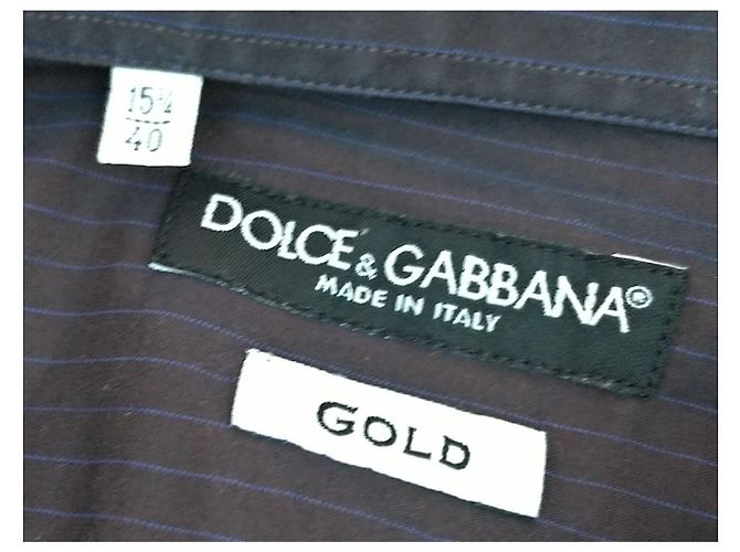 Camisa Dolce & Gabbana Gold Series Preta com Listras Azuis Algodão M Preto - vista 5