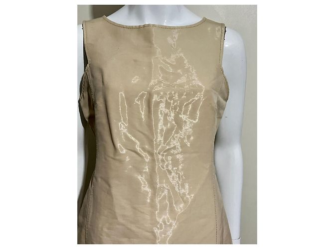 Alberta Ferretti Kleid aus Wollmischung mit Metallic-Schimmer Beige Golden - Ansicht 2