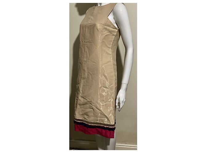 Alberta Ferretti Kleid aus Wollmischung mit Metallic-Schimmer Beige Golden - Ansicht 3