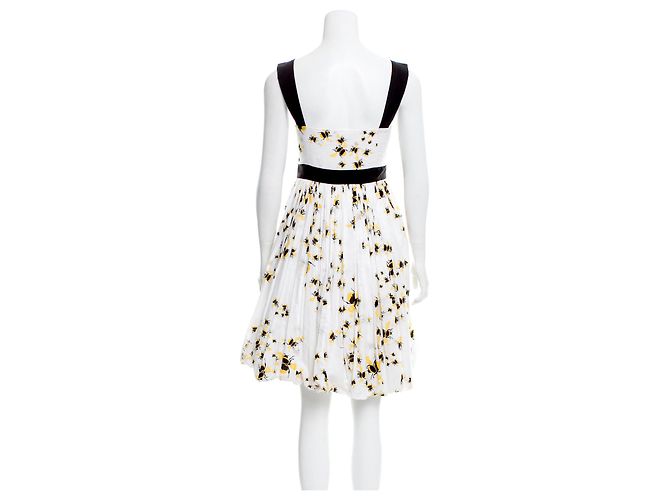 Diane Von Furstenberg DvF Carson Hummel Vintage-Kleid Schwarz Weiß Gelb - Ansicht 2