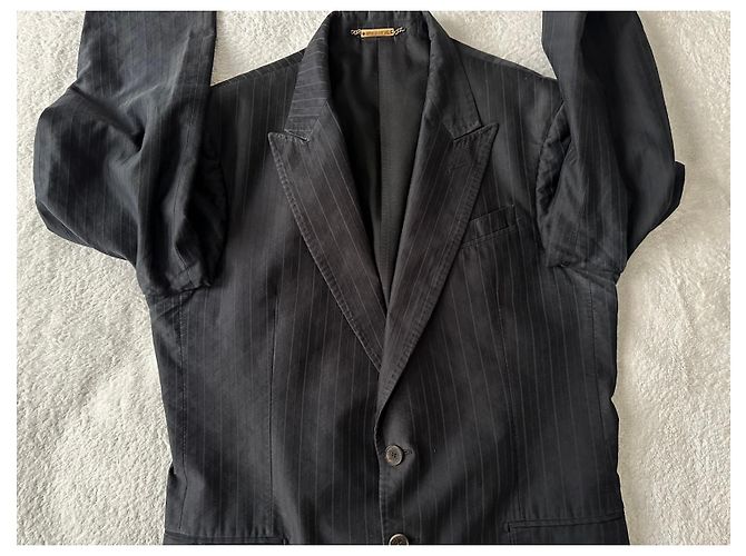 Completo Roberto Cavalli gessato in cotone blu scuro - vista 11
