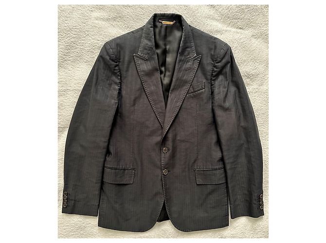 Completo Roberto Cavalli gessato in cotone blu scuro - vista 2