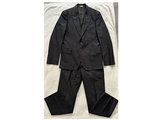 Completo Roberto Cavalli gessato in cotone blu scuro - vista 3