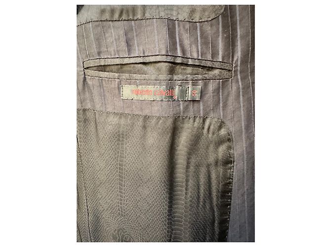 Completo Roberto Cavalli gessato in cotone blu scuro - vista 9