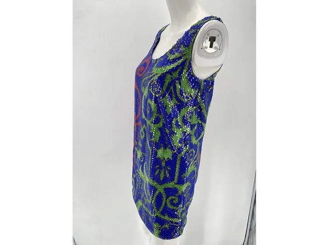 Versace Kleider T.FR 38 Glitzer Blau - Ansicht 4