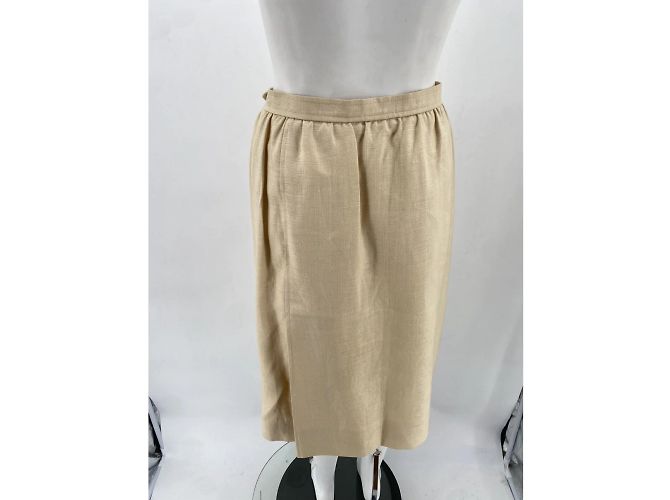 YVES SAINT LAURENT Faldas T.fr 42 lino Beige - vista 2