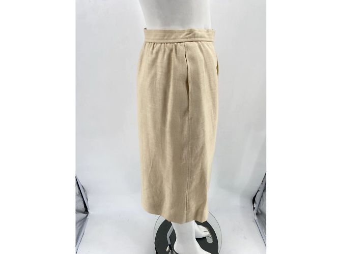YVES SAINT LAURENT Faldas T.fr 42 lino Beige - vista 3