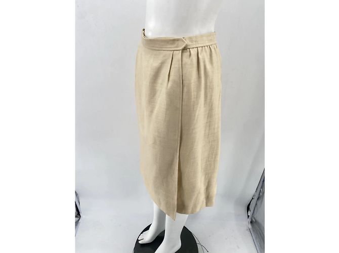 YVES SAINT LAURENT Faldas T.fr 42 lino Beige - vista 4