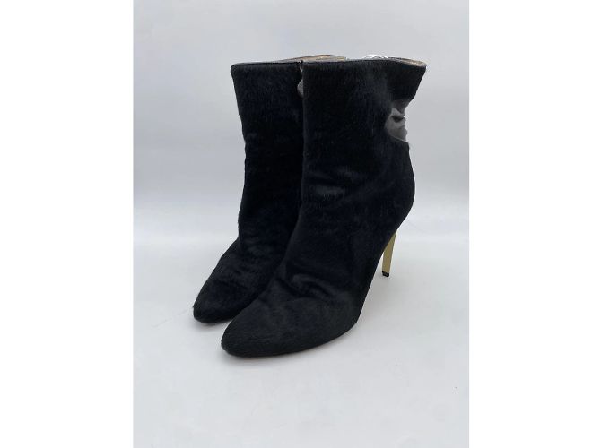 Autre Marque BETTINA VERMILLON Ankle boot T.eu 38.5 Couro de bezerro estilo pônei Preto - vista 2
