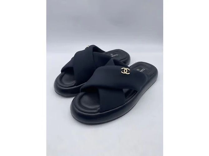 CHANEL  Mules & clogs T.eu 39 cloth Black - view 6