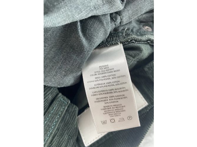 RE/DONE Hose T.fr 38 Samt Grün - Ansicht 4