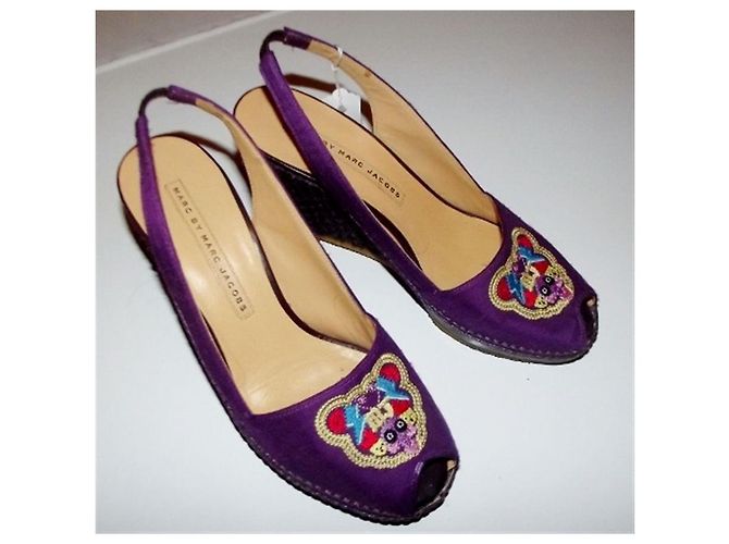 MARC BY MARC JACOBS SECONDA MANO ZEPPE TRIMATERIE TOPO RICAMATO 38.5 Viola scuro - vista 2