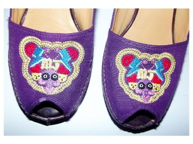 MARC BY MARC JACOBS SECONDA MANO ZEPPE TRIMATERIE TOPO RICAMATO 38.5 Viola scuro - vista 3