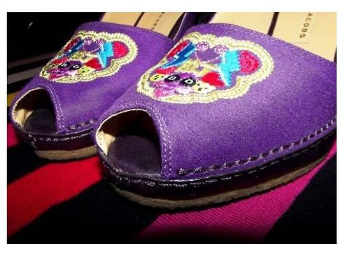 MARC BY MARC JACOBS SECONDA MANO ZEPPE TRIMATERIE TOPO RICAMATO 38.5 Viola scuro - vista 7