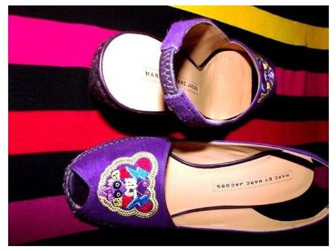 MARC BY MARC JACOBS SECONDA MANO ZEPPE TRIMATERIE TOPO RICAMATO 38.5 Viola scuro - vista 8