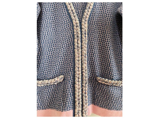 Chanel geflochtene Kaschmir Strickjacke Blau und Rosa Pink - Ansicht 4