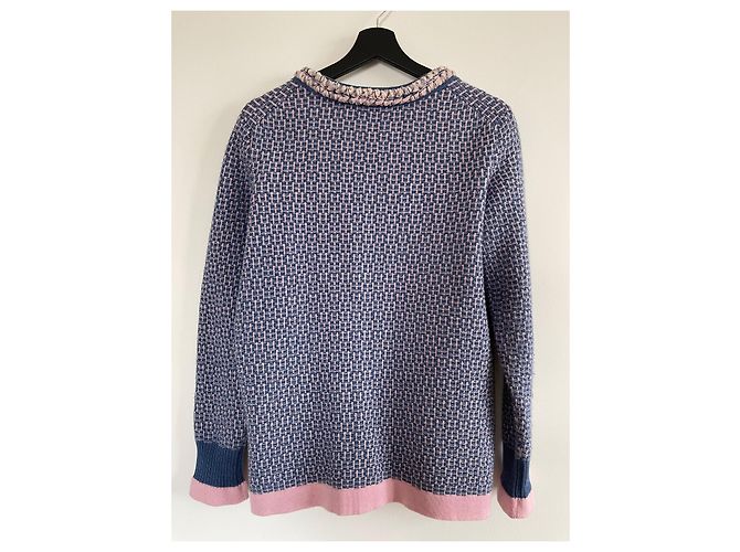 Chanel geflochtene Kaschmir Strickjacke Blau und Rosa Pink - Ansicht 7