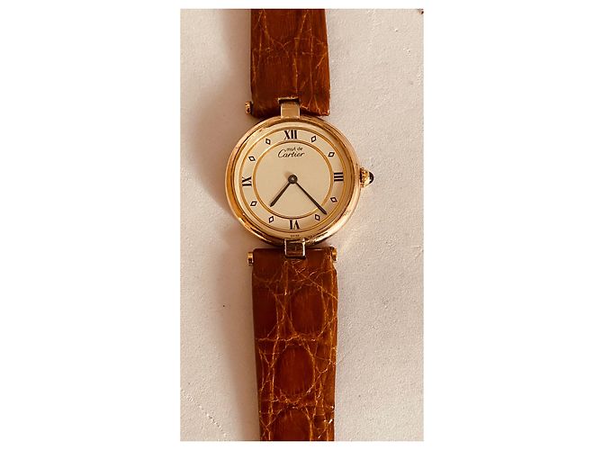 Cartier Vendome Uhr Silber Vergoldet Aus weiß - Ansicht 2