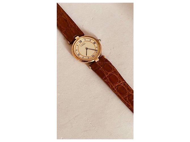 Cartier Vendome Uhr Silber Vergoldet Aus weiß - Ansicht 3