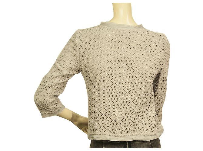 Armani Collezioni Grau bestickte leichte Strickjacke m. Reißverschluss Gr 38 - Ansicht 2