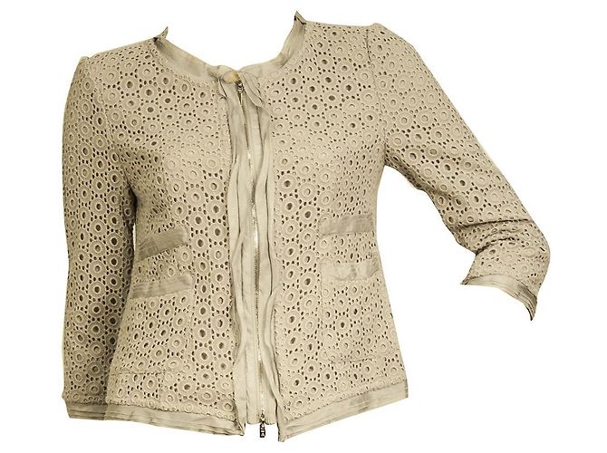 Armani Collezioni Grau bestickte leichte Strickjacke m. Reißverschluss Gr 38 - Ansicht 6