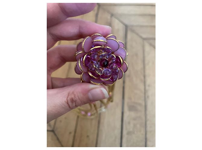 Collana lunga vintage Chanel Maison Gripoix Rosa - vista 10