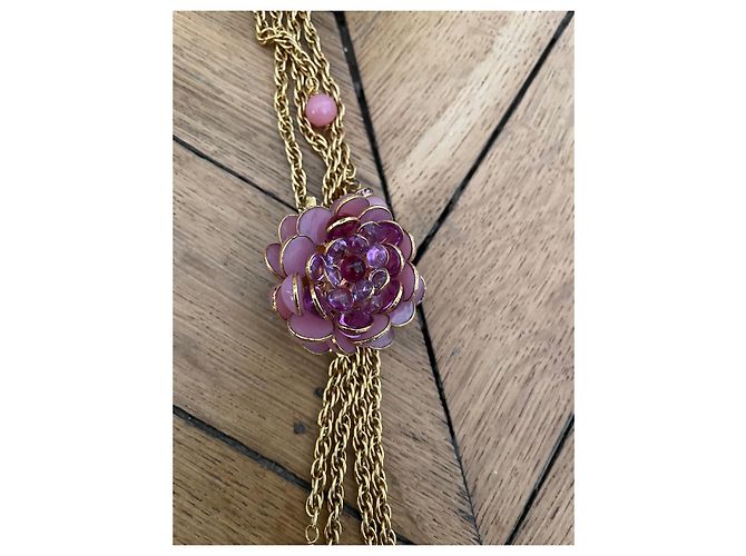 Collana lunga vintage Chanel Maison Gripoix Rosa - vista 4