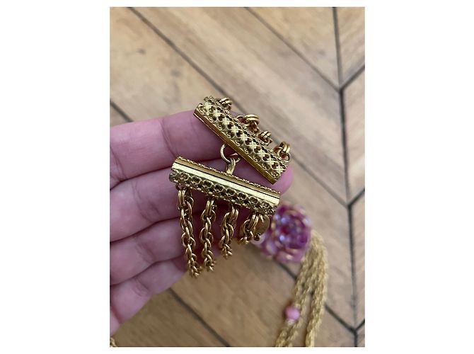 Collana lunga vintage Chanel Maison Gripoix Rosa - vista 5