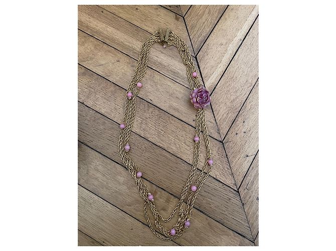 Collana lunga vintage Chanel Maison Gripoix Rosa - vista 7