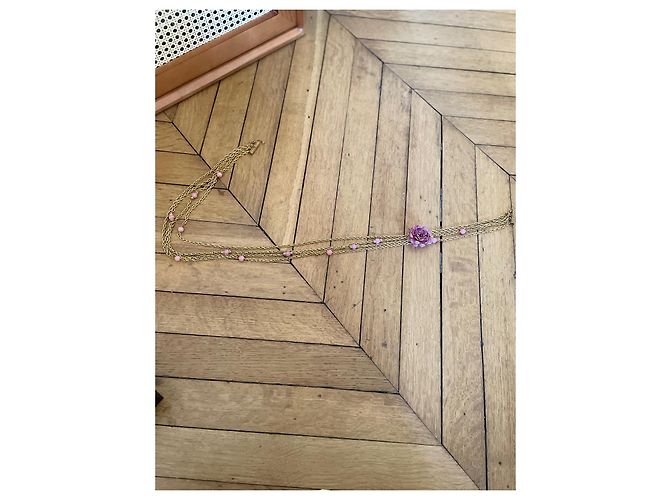 Collana lunga vintage Chanel Maison Gripoix Rosa - vista 8