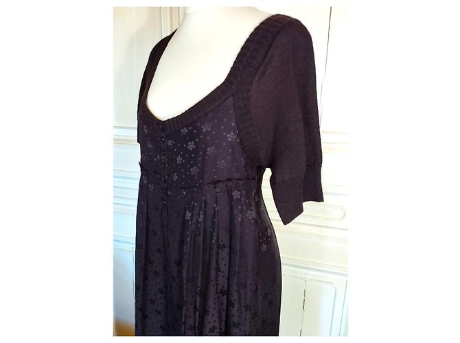 MARC BY MARC JACOBS SUBLIME COUTURE KLEID SEIDE UND SEIDE WOLLE KRAGEN ODER T 36/38 Dunkelbraun - Ansicht 10