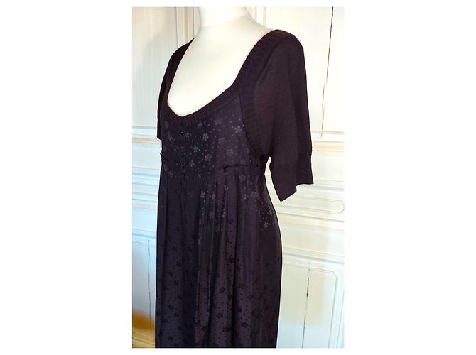 MARC BY MARC JACOBS SUBLIME COUTURE KLEID SEIDE UND SEIDE WOLLE KRAGEN ODER T 36/38 Dunkelbraun - Ansicht 11