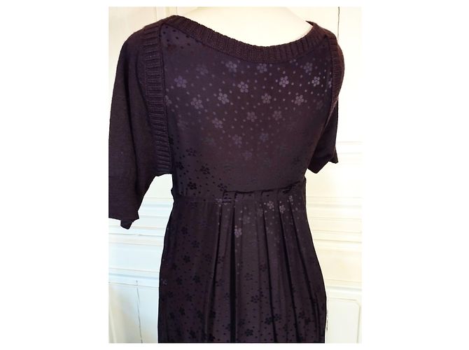 MARC BY MARC JACOBS SUBLIME COUTURE KLEID SEIDE UND SEIDE WOLLE KRAGEN ODER T 36/38 Dunkelbraun - Ansicht 13
