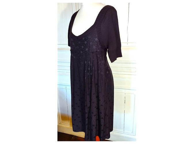 MARC BY MARC JACOBS SUBLIME COUTURE KLEID SEIDE UND SEIDE WOLLE KRAGEN ODER T 36/38 Dunkelbraun - Ansicht 2