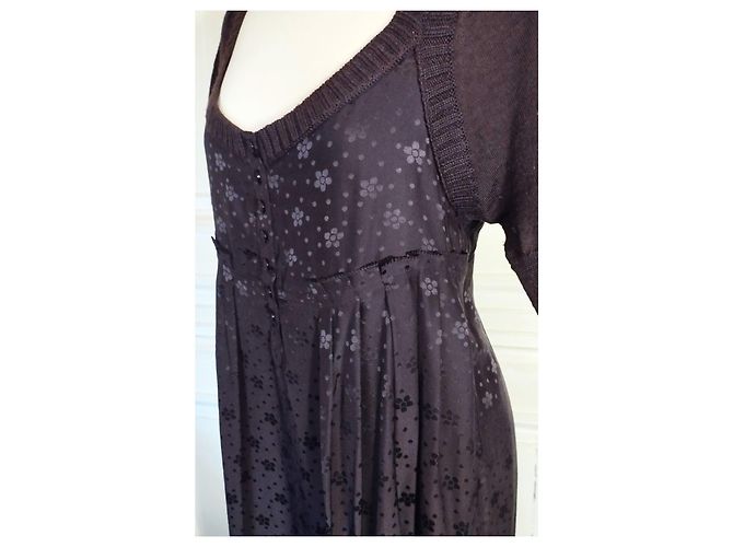 MARC BY MARC JACOBS SUBLIME COUTURE KLEID SEIDE UND SEIDE WOLLE KRAGEN ODER T 36/38 Dunkelbraun - Ansicht 4