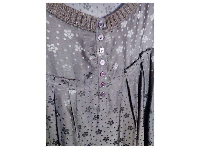 MARC BY MARC JACOBS SUBLIME COUTURE KLEID SEIDE UND SEIDE WOLLE KRAGEN ODER T 36/38 Dunkelbraun - Ansicht 6