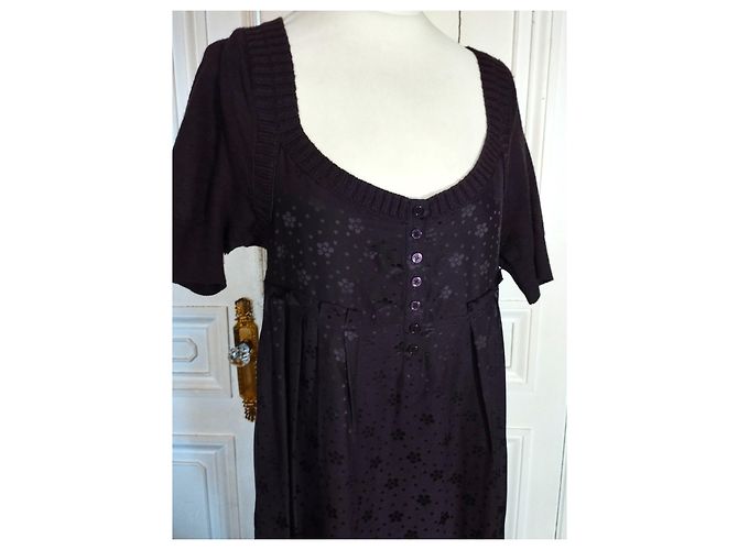 MARC BY MARC JACOBS SUBLIME COUTURE KLEID SEIDE UND SEIDE WOLLE KRAGEN ODER T 36/38 Dunkelbraun - Ansicht 7