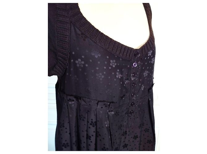 MARC BY MARC JACOBS SUBLIME COUTURE KLEID SEIDE UND SEIDE WOLLE KRAGEN ODER T 36/38 Dunkelbraun - Ansicht 8