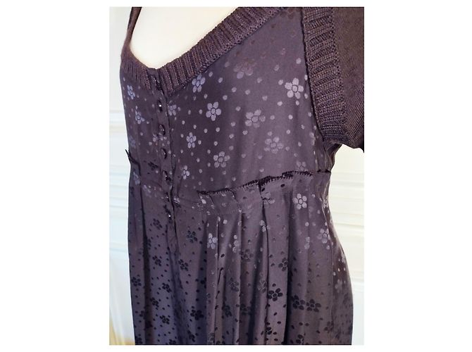 MARC BY MARC JACOBS SUBLIME COUTURE KLEID SEIDE UND SEIDE WOLLE KRAGEN ODER T 36/38 Dunkelbraun - Ansicht 9