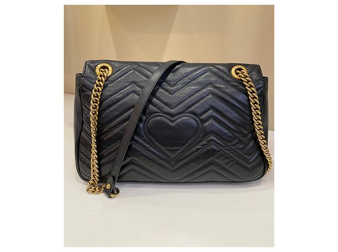 Bolso de hombro Gucci GG Marmont matelassé de piel negro - vista 2