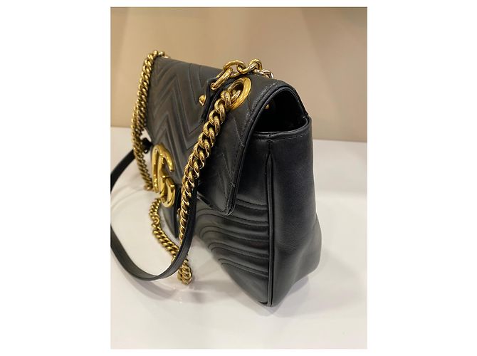 Bolso de hombro Gucci GG Marmont matelassé de piel negro - vista 7