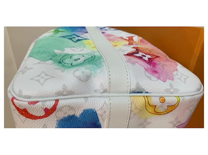 Abbesses Louis Vuitton KEEPALL Bandouliere 50 ACQUERELLO Bianco - vista 4