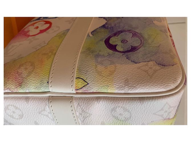 Abbesses Louis Vuitton KEEPALL Bandouliere 50 ACQUERELLO Bianco - vista 5