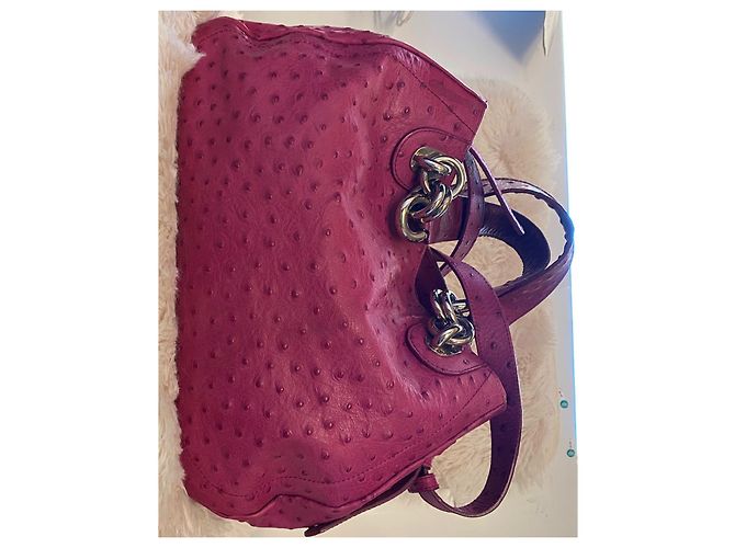 Borsa grande Furla in pelle di struzzo rosa - vista 2