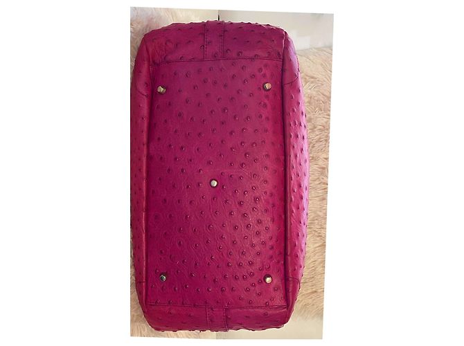Borsa grande Furla in pelle di struzzo rosa - vista 3