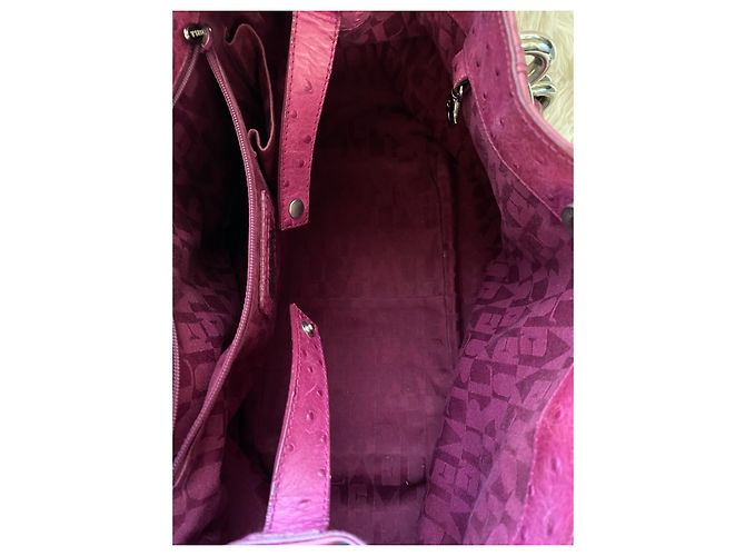 Borsa grande Furla in pelle di struzzo rosa - vista 4