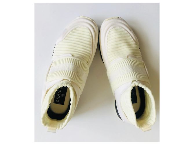 Chanel Speed Stretch Sock Trainer Creme Weiß - Ansicht 10