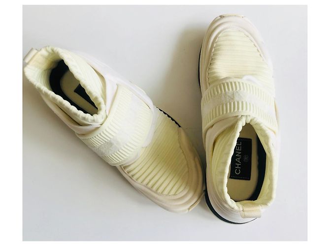 Chanel Speed Stretch Sock Trainer Creme Weiß - Ansicht 15