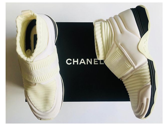 Chanel Speed Stretch Sock Trainer Creme Weiß - Ansicht 18